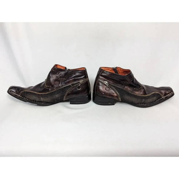 Robert Wayne REPUBLIC Boot Mens Sz 8 Black Zipper & Denim Trim Embellished $410 - Picture 5 of 14